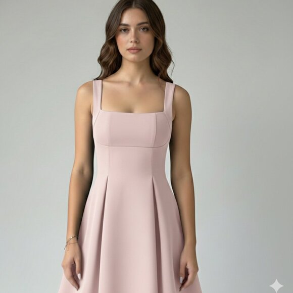 Low-Cut Waist Cinched Dress Mini Blue - Picture 4 of 8